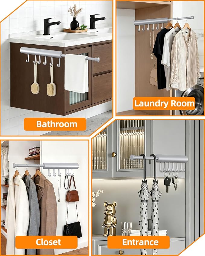 12 Inch Valet Rod for Closets Pull Out, Pull Out Rod For Hanging Clothes And - Image 7