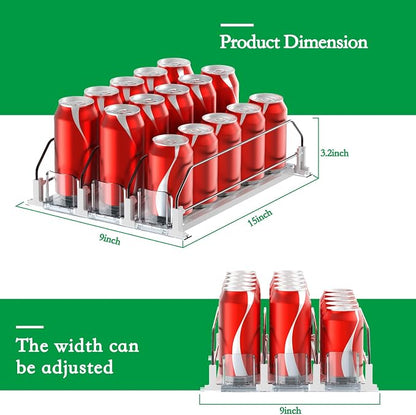Drink Organizer for Fridge-White Automatic Pusher Glide, 12oz 16oz 20oz-Soda - Image 4