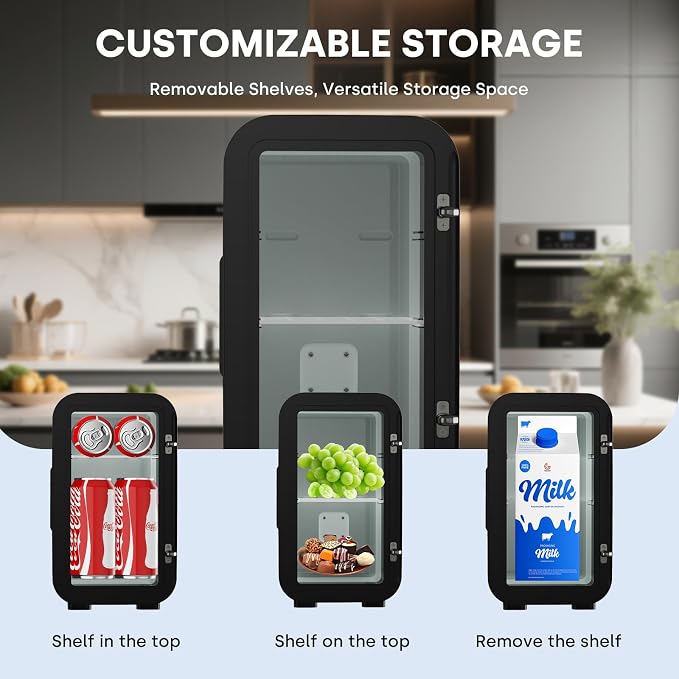 Enventor Mini Refrigerator, 6L/ 8 Can Compact Skincare Fridge AC+DC Power - Image 2