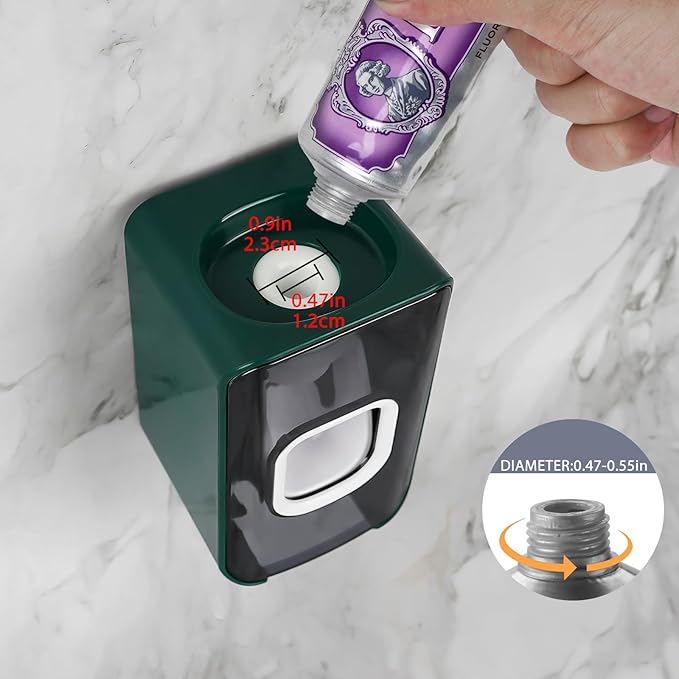 2 Slot Toothbrush Holder and Toothpaste Dispenser Wall Mounted, Automatic - Image 3