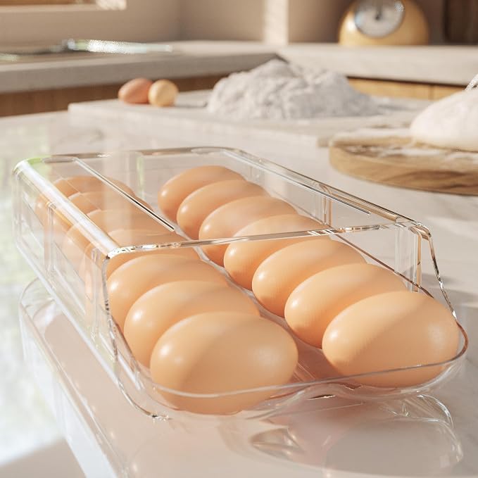 theaoo Egg Holder for Fridge, Automatic Rolling Egg Container for Refrigerator - Image 8
