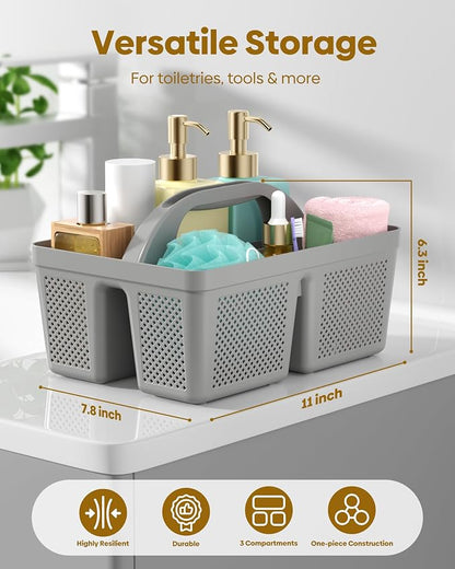 4 Pack Portable Shower Caddy, Integrated Handle, Reinforced Plastic, Organizer - Image 3