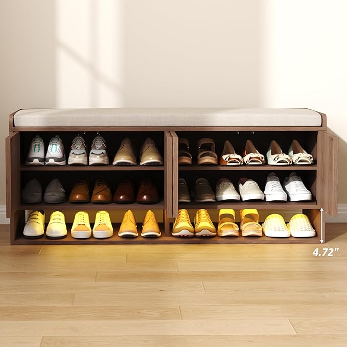 HOMEFORT 47.2" Fluted Shoe Storage Bench, Entryway Bench - Image 6