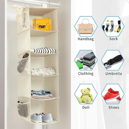 BrilliantJo 5 Shelves Hanging Closet Organizer, 2 Pack Hanging Storage - Image 5