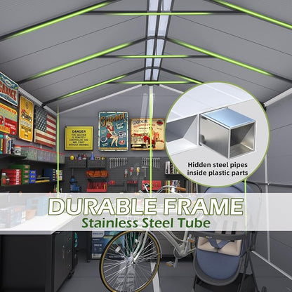 8 x 8 FT Resin Tool Shed, Plasic Outdoor Storage Shed - Image 4