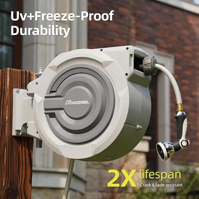 Retractable Garden Hose Reel 1/2"x 110ft, UV Resistant Hose Reels - Image 2