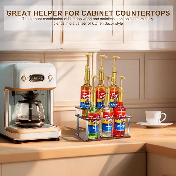 Coffee Syrup Organizer Rack, 2-Tier Coffee Syrup Stand Holder - Image 8