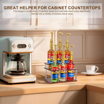 Coffee Syrup Organizer Rack, 2-Tier Coffee Syrup Stand Holder - Image 8