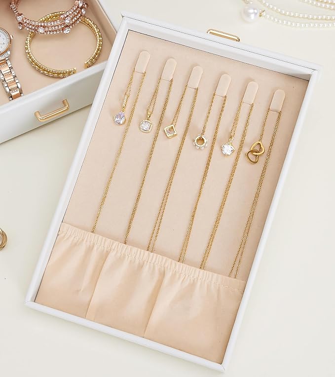 Homde Jewelry Organizer with Transparent Window Necklace Hooks Gift - Image 9