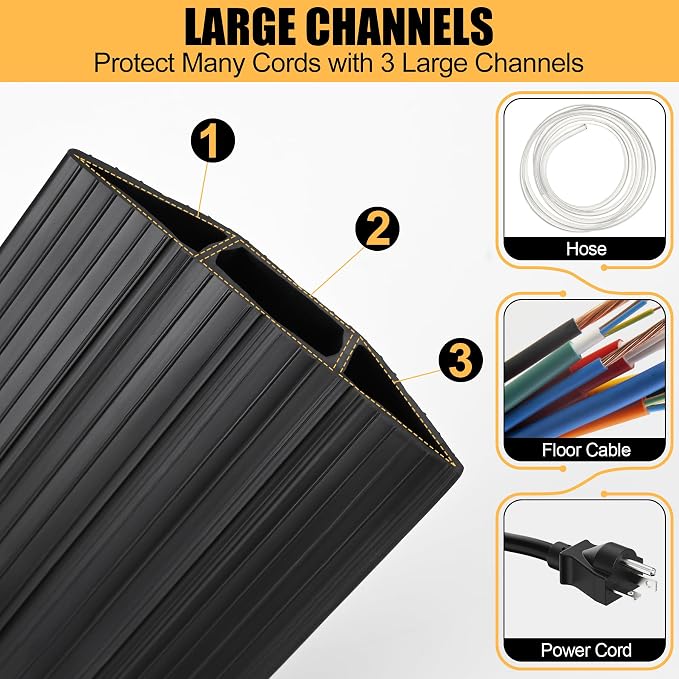 13Ft Cord Cover Heavy Duty Cable Protector 3 Channels Contains Cords Cables and - Image 4