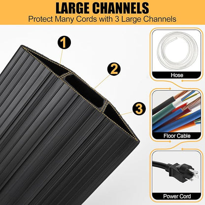 13Ft Cord Cover Heavy Duty Cable Protector 3 Channels Contains Cords Cables and - Image 4
