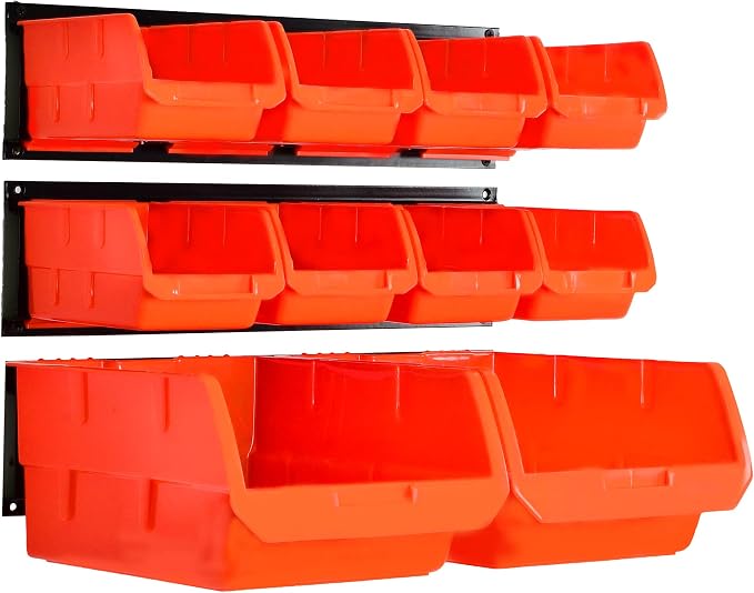 Wallmaster Wall Mounted Storage Bins, Wall Storage Bins Parts Rack 10 Bins&3 - Image 2