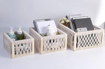 Macrame Baskets for Storage Set of 3, Perfect Pampas Grass Holder - Image 5