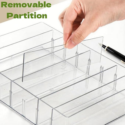 Covzoe 2 Pack Clear Cash Organizer Tray, 8 Adjustable Compartments Plastic Bill - Image 3