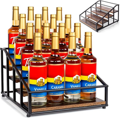 Coffee Syrup Organizer Rack, Liquor Bottle Display Shelf, 4 Tier 16 Syrup by kimilus