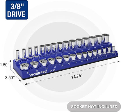 WORKPRO Magnetic Socket Organizer, 3/8-Inch Metric Socket Holder, Socket Trays - Image 3