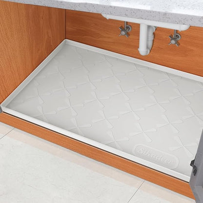 SIKADEER Waterproof Under Sink Mat 28" x 22", Silicone Mat Kitchen Cabinet by SIKADEER
