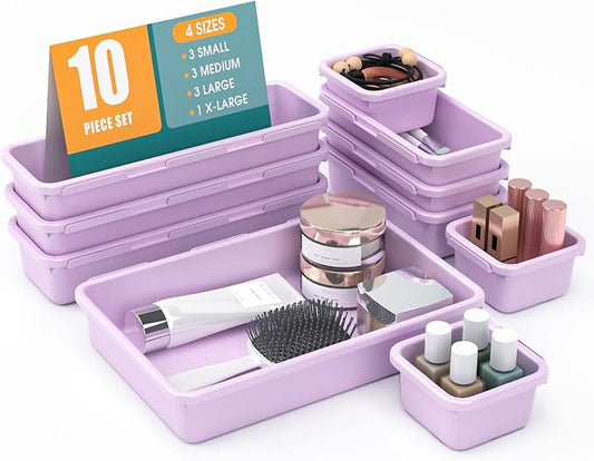 10 PCS Drawer Organizer Set, 4 Size Makeup Drawer Divider Organizer by StoreHappily