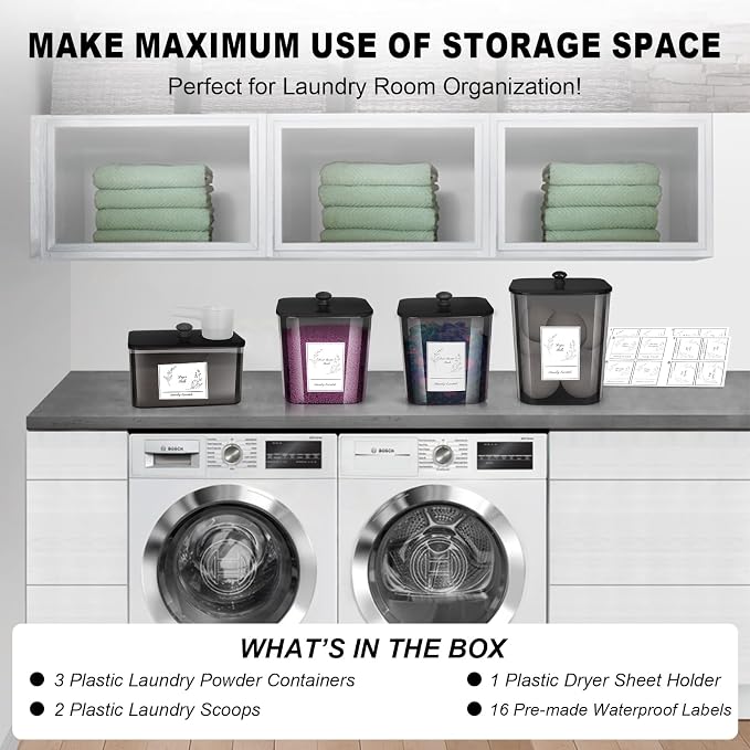 4 Pack Laundry Detergent Containers & Dryer Sheet Holder - Image 8