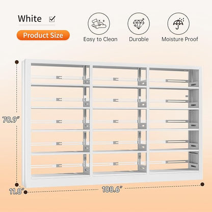 5-Tier Bookcase with Adjustable Storage Shelves, Metal Bookshelf with Book - Image 2