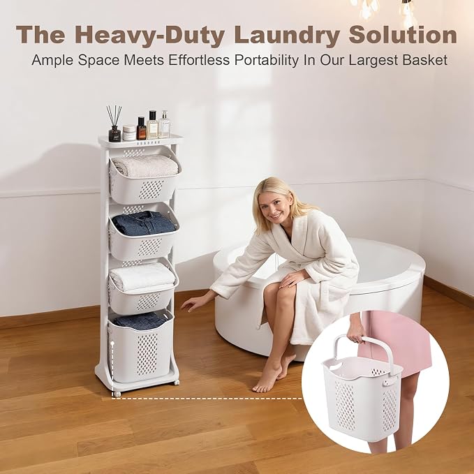 FAHKNS 4-Tier Laundry Hamper Sorter Cart - Image 6