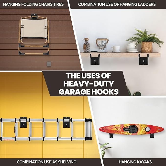14" Large Heavy Duty Garage Hooks, Utility Wall Mount Hangers - Image 4
