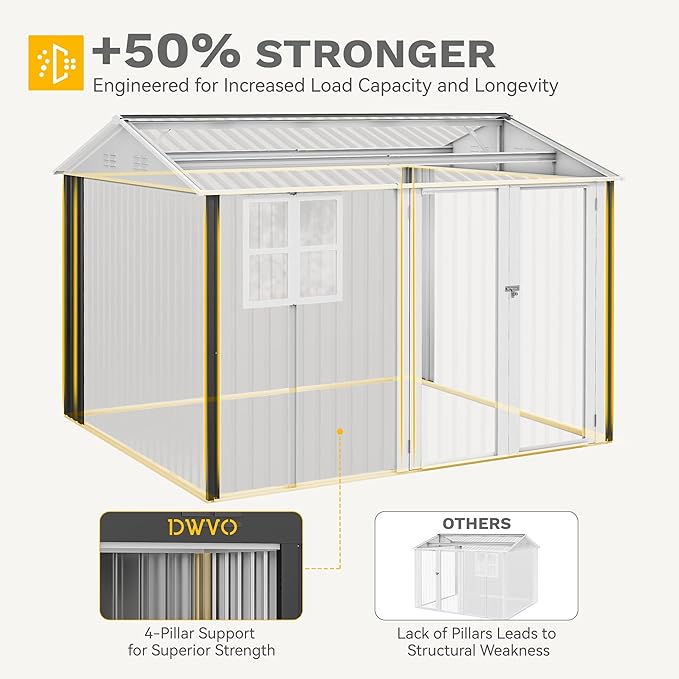 DWVO 10x8ft Metal Outdoor Storage Shed - Image 8