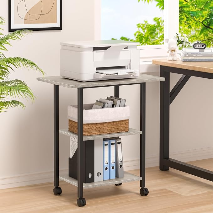 Lerliuo 3-Tier Printer Stand, Industrial Mobile Printer Table - Image 5