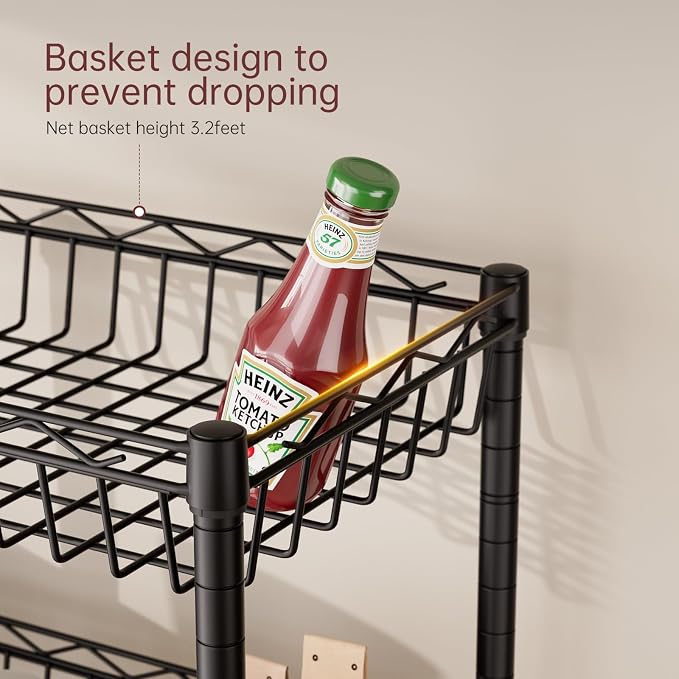 SINGAYE 4 Tier Basket Shelf Wire Shelving Unit Adjustable Storage Shelves Big - Image 5