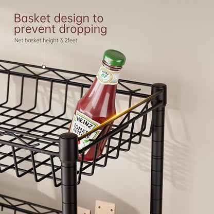 SINGAYE 4 Tier Basket Shelf Wire Shelving Unit Adjustable Storage Shelves Big - Image 5