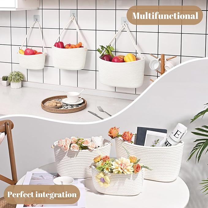 Hanging Basket, 3-Tier Woven Wall Basket - Image 2