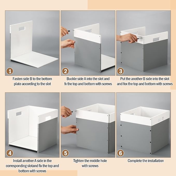 AceOrbit 2 Pack Gray Wood Crates Wooden Storage Box, Modular Open Cube Bins - Image 4