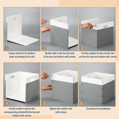AceOrbit 2 Pack Gray Wood Crates Wooden Storage Box, Modular Open Cube Bins - Image 4
