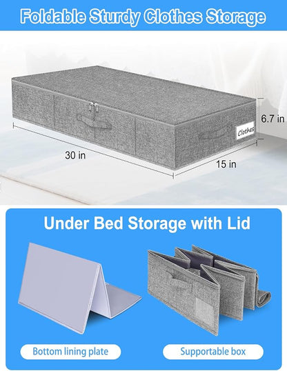 6.7-Inch Tall Under Bed Storage Container, Underbed Storage Bin w/Rigid Sides & - Image 3