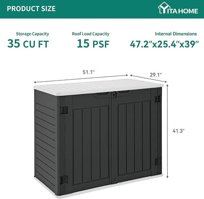 YITAHOME Outdoor Horizontal Storage Sheds w/o Shelf, Weatherproof Resin Tool - Image 4