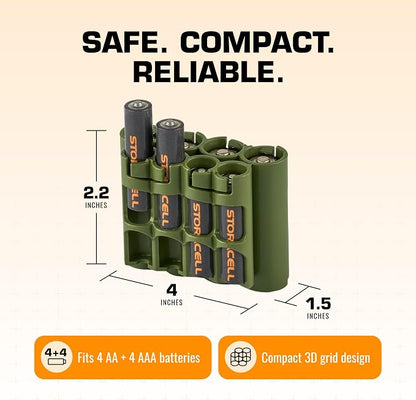 Storacell AA + AAA Combo Battery Storage Caddy and Dispenser, Military Green - Image 6