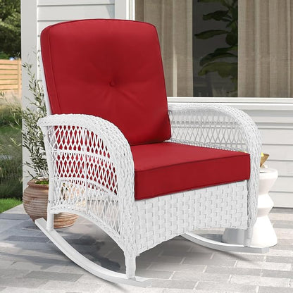 VIVIJASON Outdoor Wicker Rocking Chair, Patio Rattan Rocker Chair - Image 7