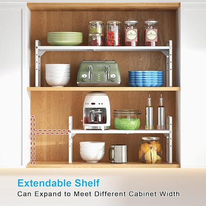 15.5 to 25.5 Inch Kitchen Cabinet Shelf Organizers, Adjustable Kitchen Counter - Image 4