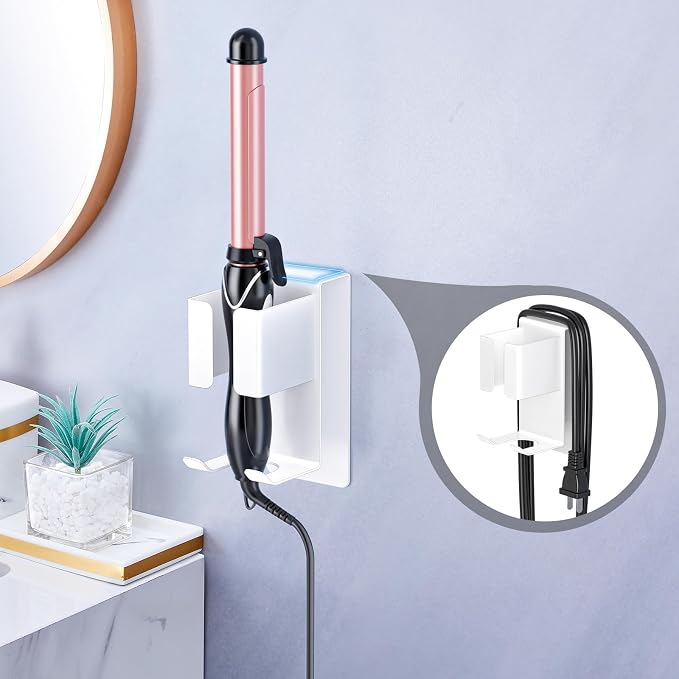 Hair Straightener Holder Wall Mounted Blow Dryer Holder, Blow Dryer and Curling - Image 2