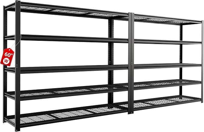 FLEXIMOUNTS 60" W Garage Shelving, 5 Tier Storage Shelves Load 1500LBS by FLEXIMOUNTS