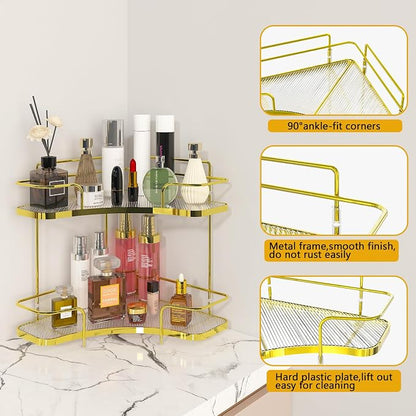 FOLLOWIN 2 Tier Bathroom Corner Countertop Organizer, Make Up Organizers and - Image 6