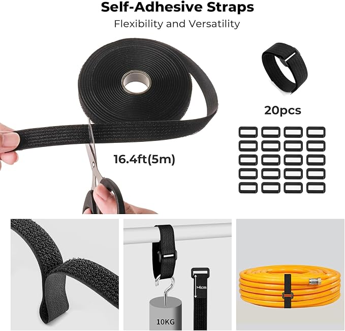 98 Pcs Cable Management Kit, Prevents Cables from Tangling Cable Straps - Image 5