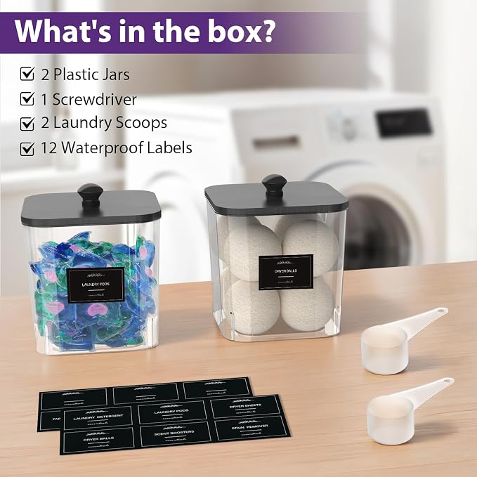 2 Pack Clear Laundry Pods Container, Plastic Square Laundry Room Organization - Image 7