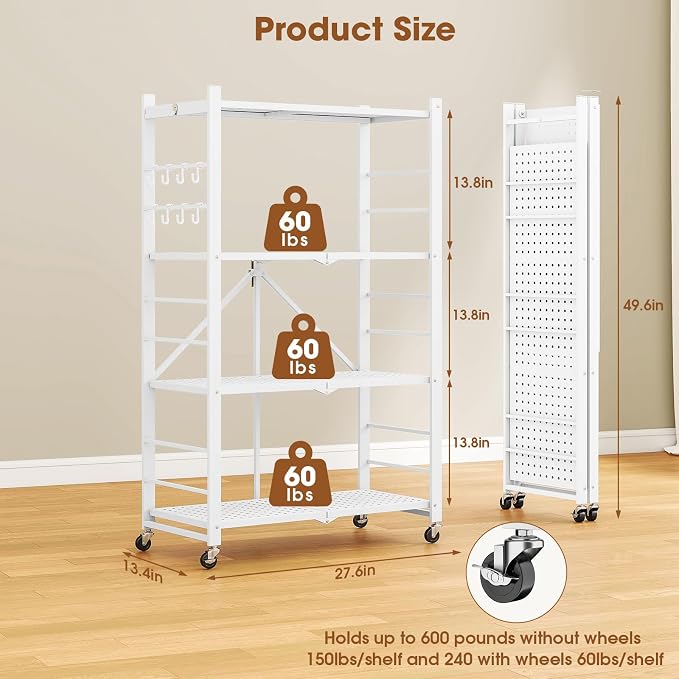 Fenbeli Foldable Shelves with Wheels - Image 3