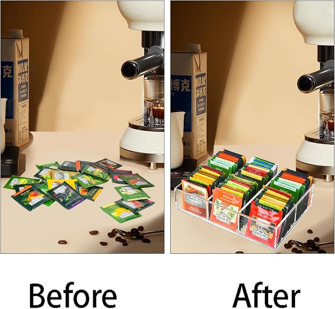 Tasybox Acrylic Tea Bag Organizer, Drawer Organizer | Tea Bag Holder - Image 4