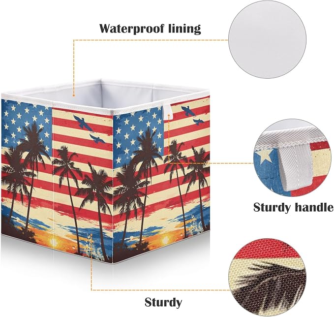 American Flag Coconut Tree Closet Organizers Storage Cubes Storage Bins Shelf - Image 4