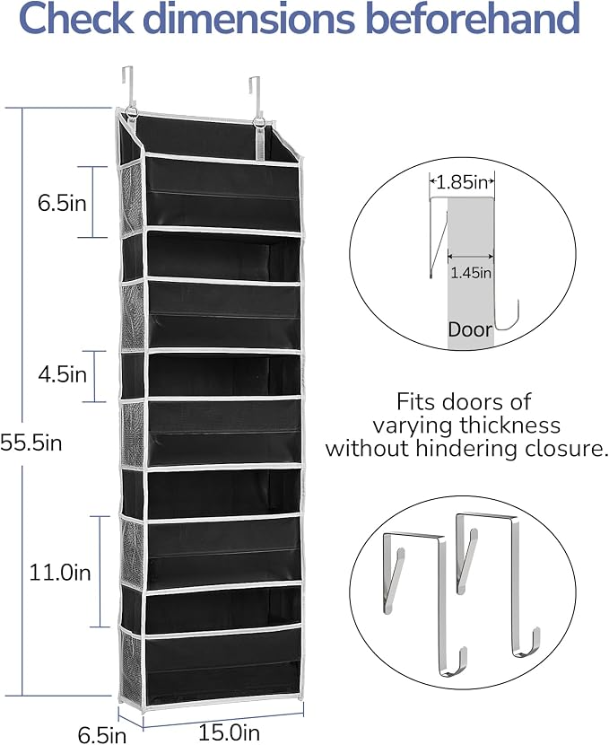 ULG 1 Pack Over The Door Organizer – 5 Shelf Door Organizer Hanging & 10 Side - Image 4