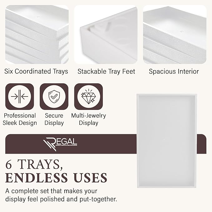RJ Displays Stackable Jewelry Tray Set, Stackable Plastic Jewelry Organizer Tray - Image 3