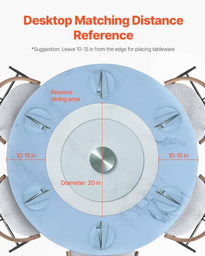 VEVOR 20 in Glass Lazy Susan Turntable, 360° Rotation Round Clear Tabletop - Image 6