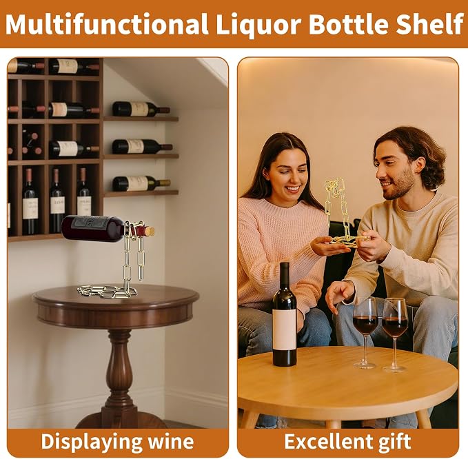 TBWHL Novelty Magic Wine Bottle Holder Floating Steel Link Chain Wine Bottle - Image 8